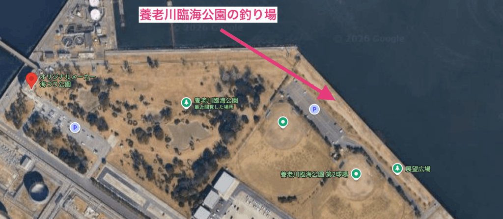 養老川臨海公園の釣り場マップ